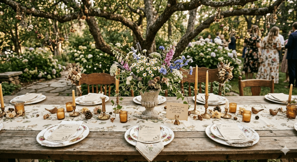 Cottagecore wedding aesthetic, natural wildflowers