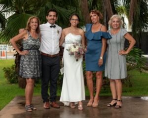 Wedding guests in casual attire
