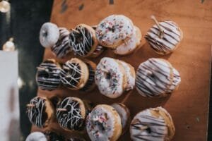 Donut display at a wedding