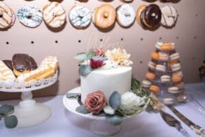 Donut wall at a wedding