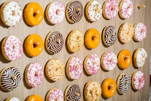 donut wall at a wedding