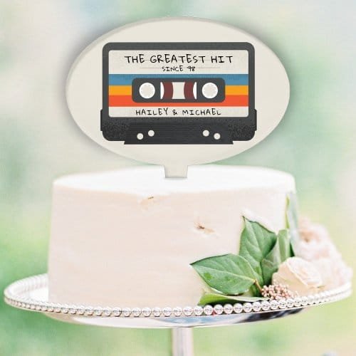 vintage cassette wedding cake topper