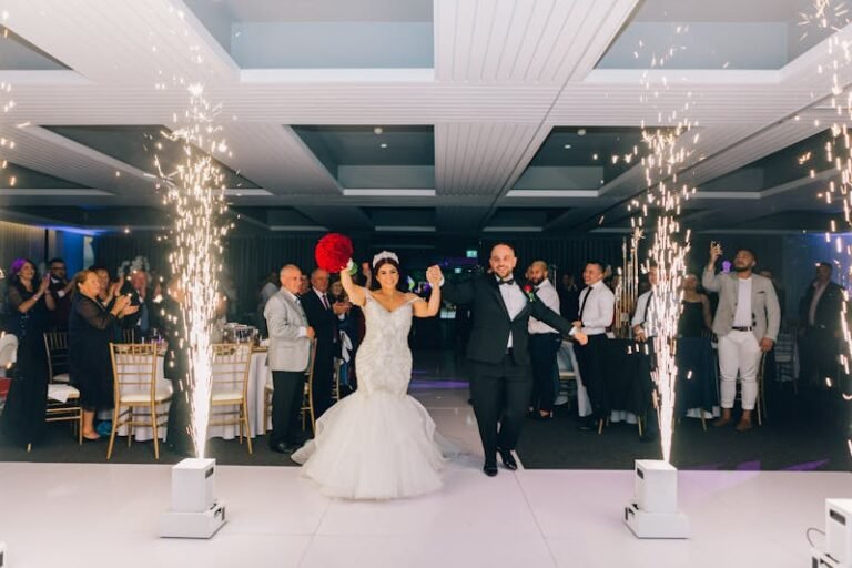Bride & Groom enter the dance floor with cold sparks