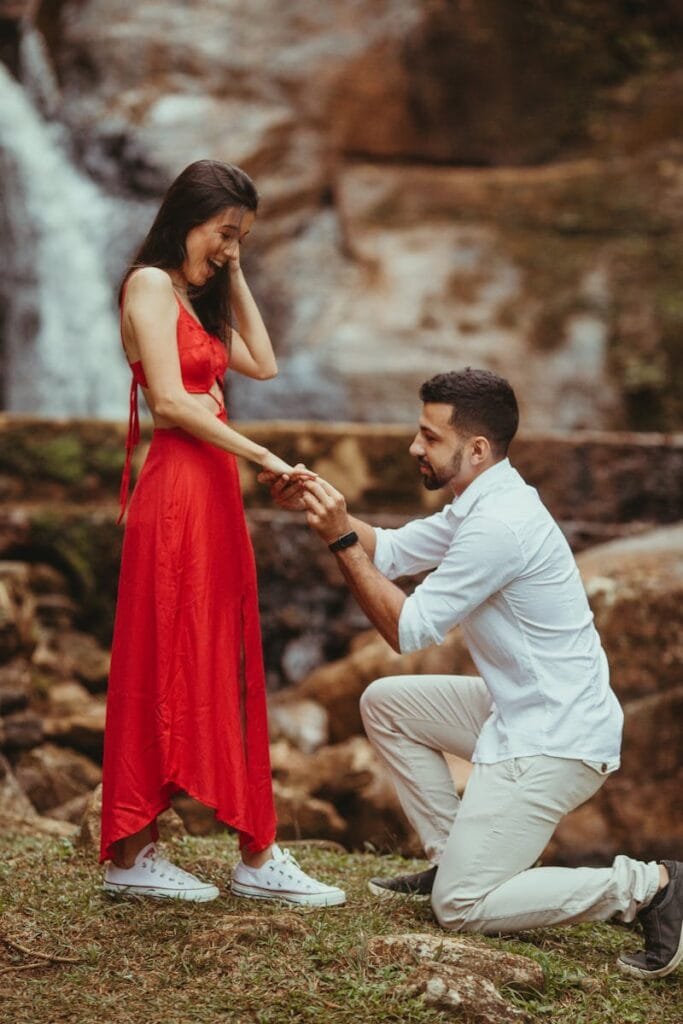 Couple gets engaged. Wedding planning starts here.