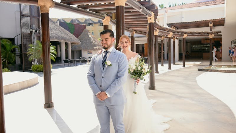 Bride and groom share