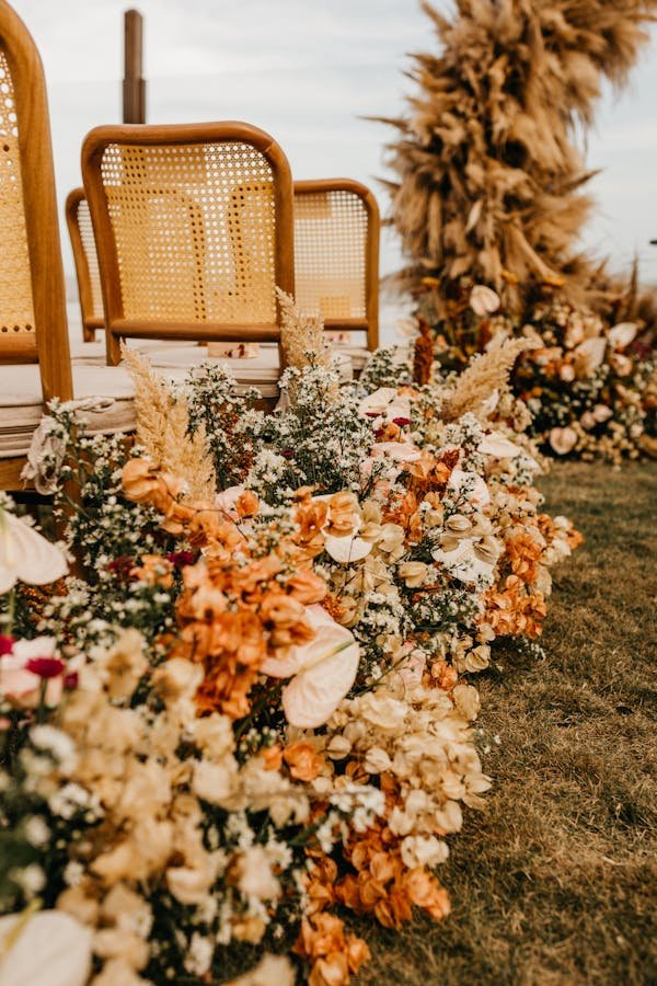 Wedding decor in warm cozy colors