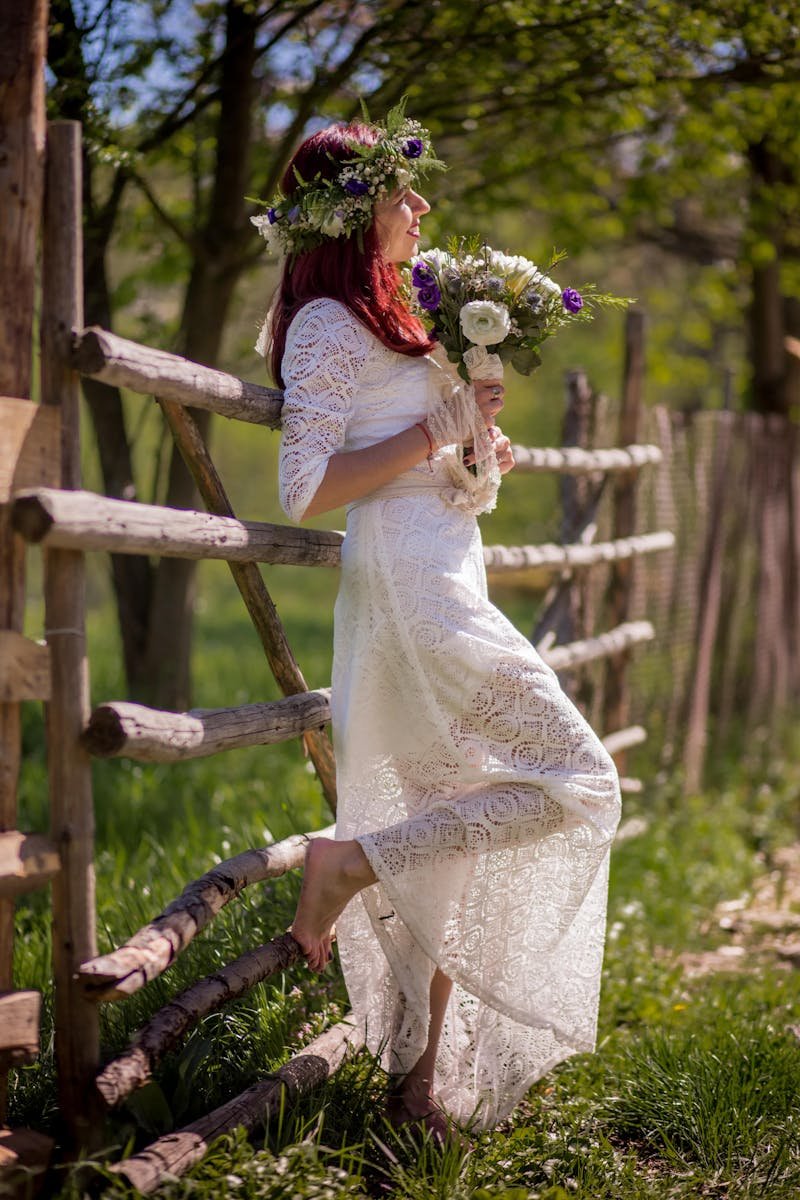 Bride at a rustic wedding