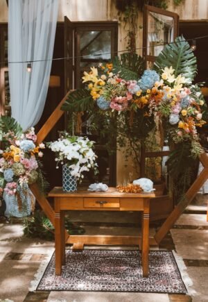 rustic table for the ceremony