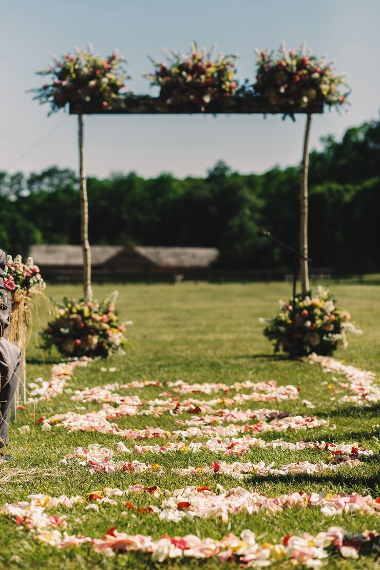 fresh flower petals for a spring wedding