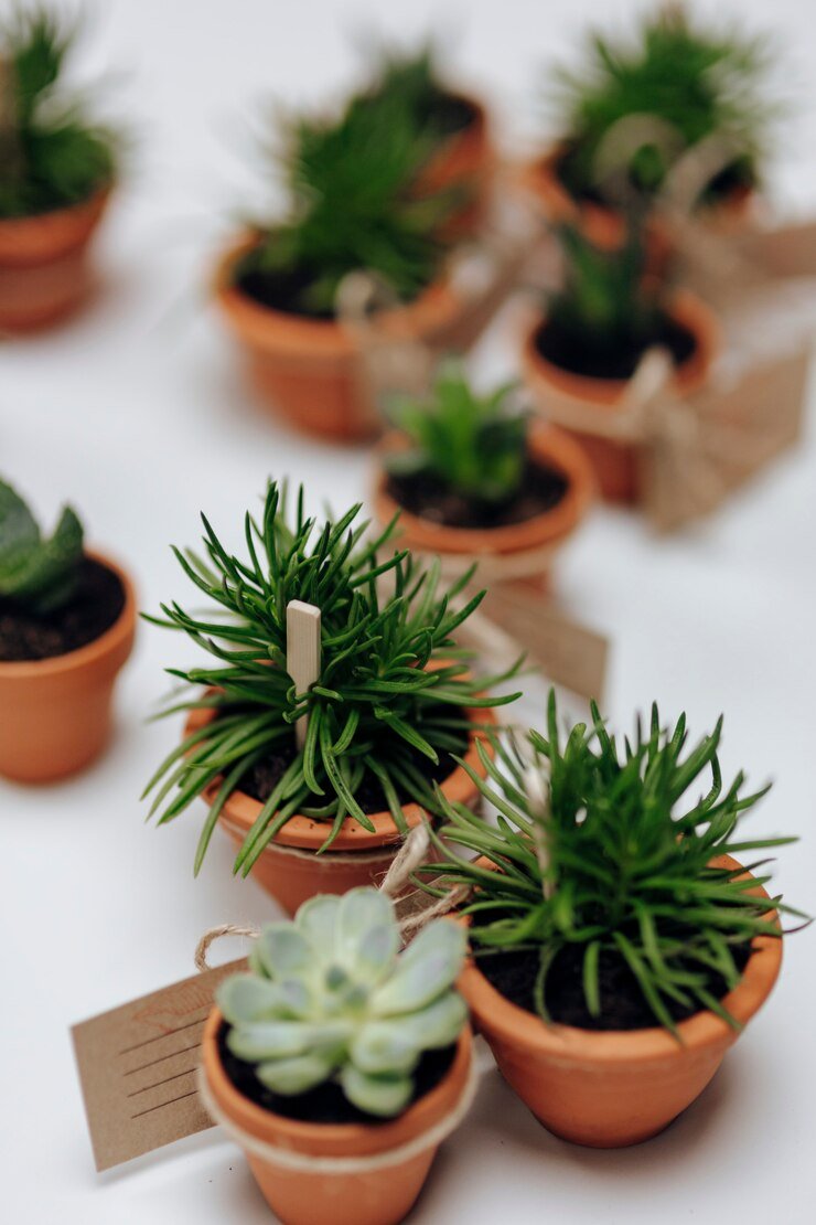 Potted succulents for favors