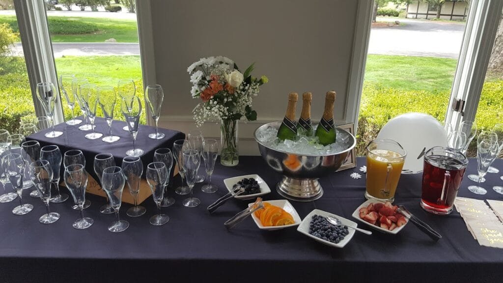 Bridal shower mimosa station, bridal show on a budget