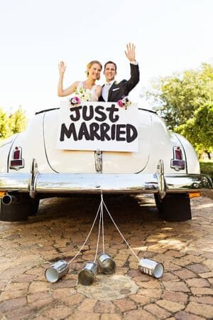 Wedding sign, just married
