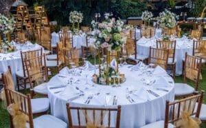 Wedding reception dinner setup