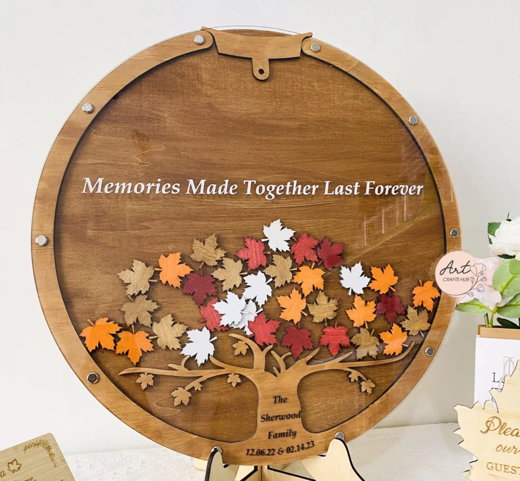 Fall wedding wooden guest book alternative