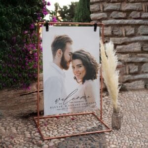 Bride and groom photo welcome sign zazzle