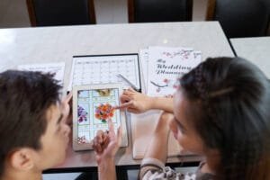 Couple plans their wedding