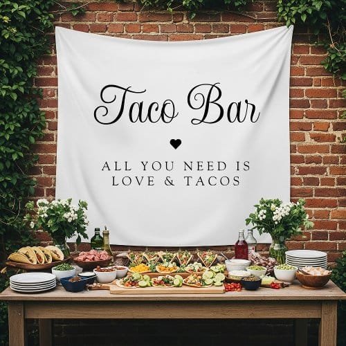 Interactive food station sign, taco bars