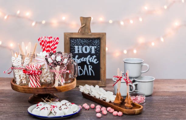Hot chocolate station at a wedding
