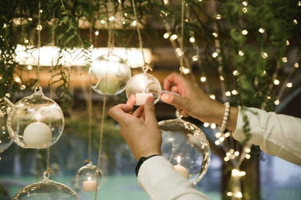 Wedding glass hanging lights