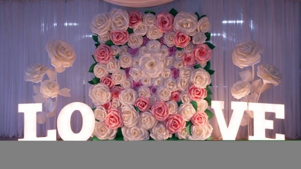 Wedding decor ideas under $500, paper flower wall