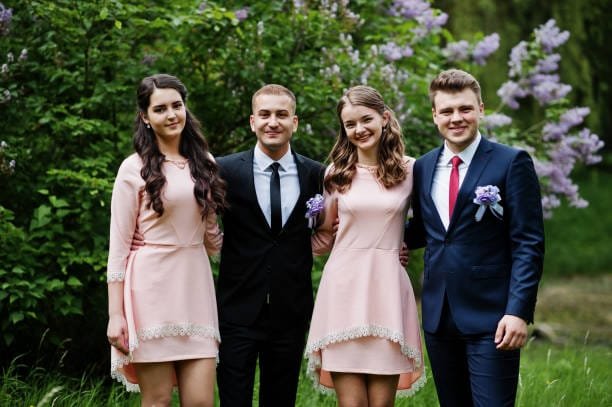 Summer wedding attire for couples and guests