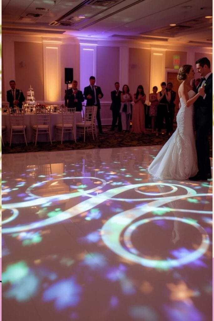 cute wedding details, customized dance floor