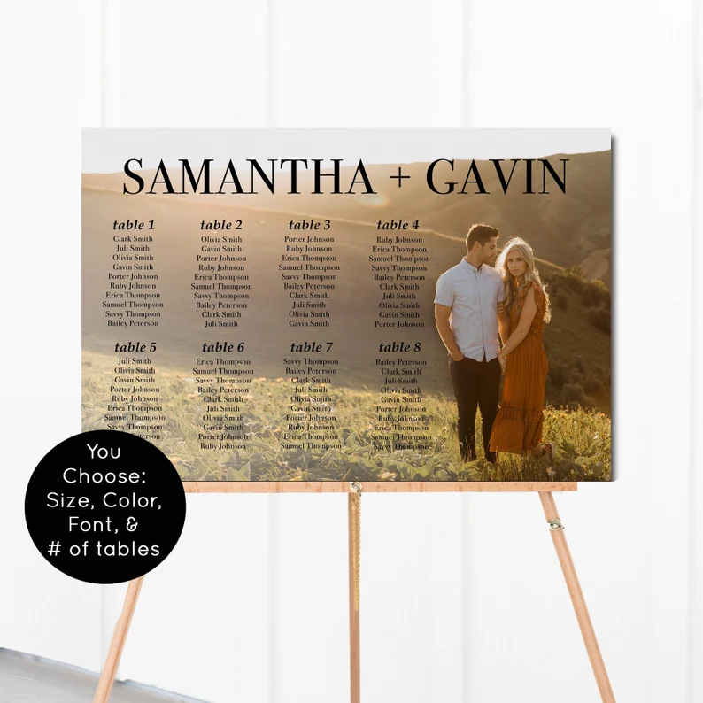 etsy poster board seating chart