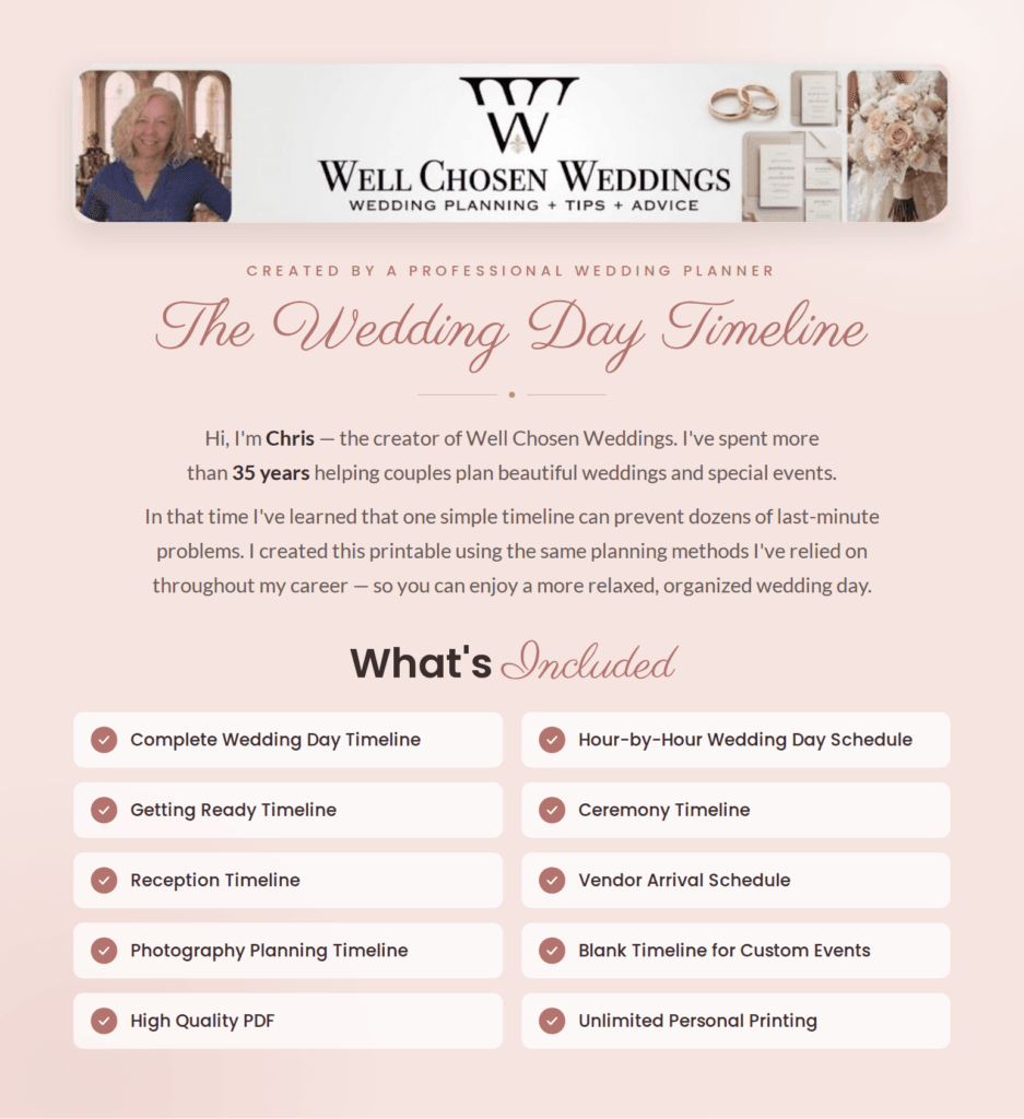Wedding day timeline