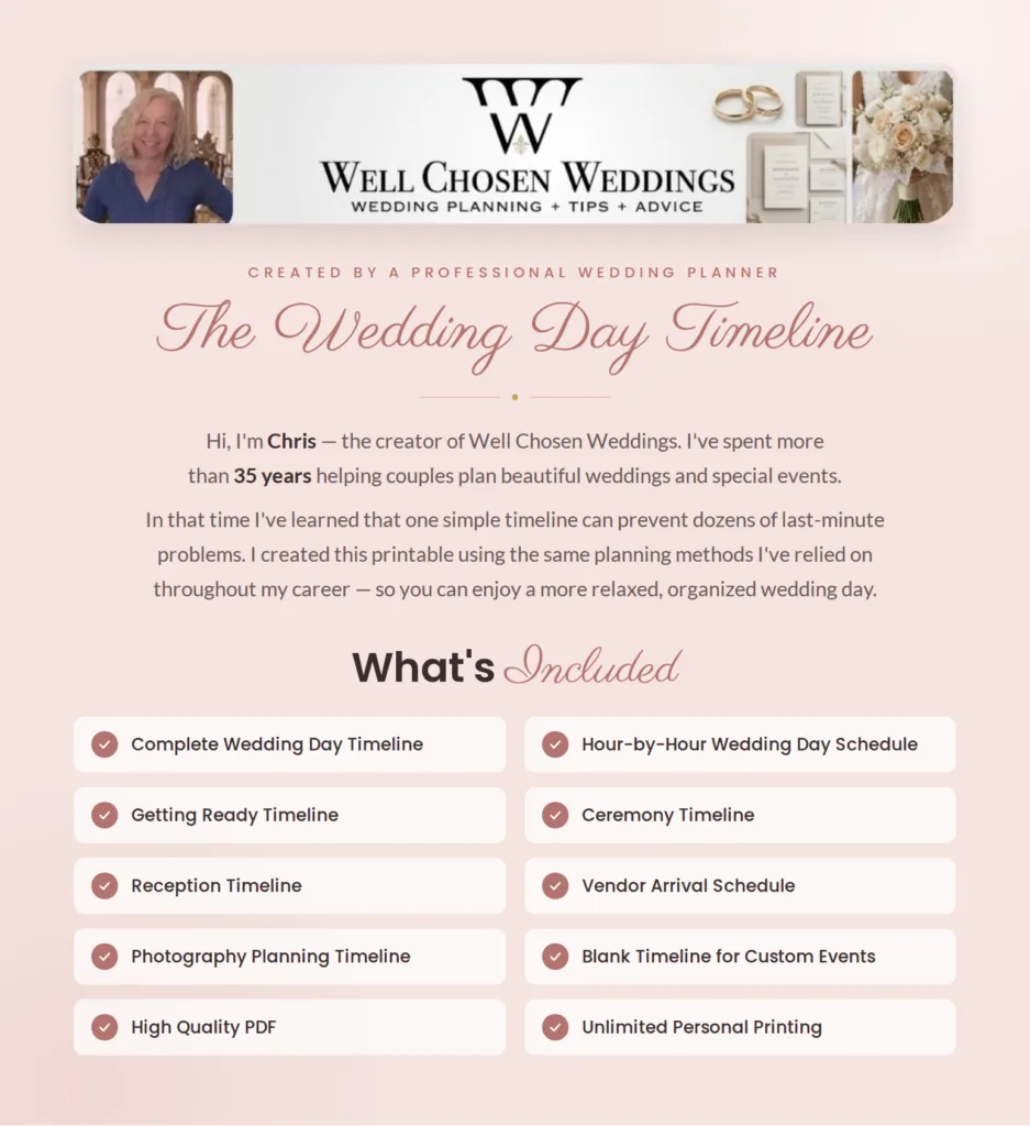 Complete wedding day timeline