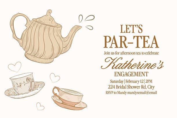 Bridal shower brunch tea party invitation