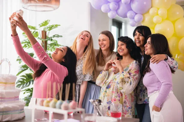 ladies playing games at a bridal shower