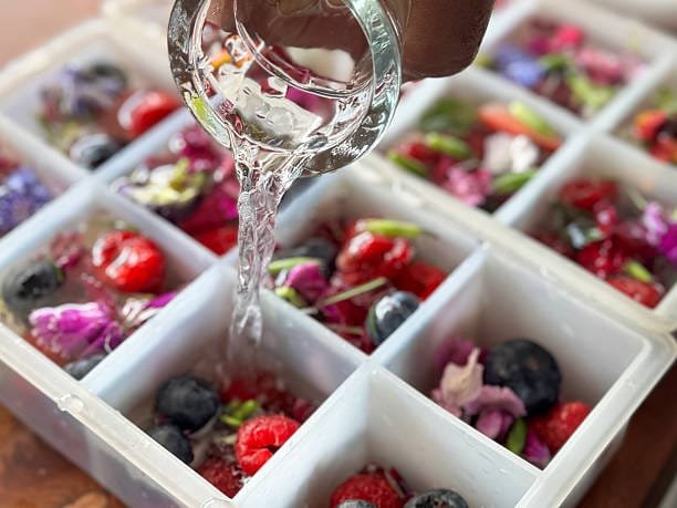 infused ice cubes at a bridal shower