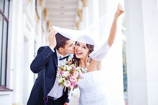bride and groom happy wedding day