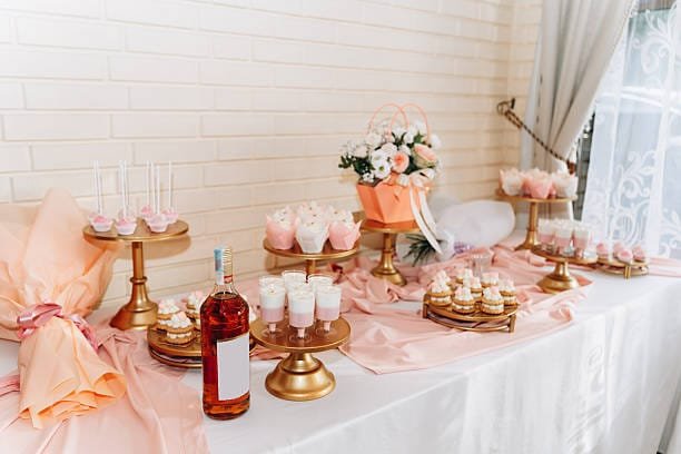 desserts for a bridal shower displayed on a table