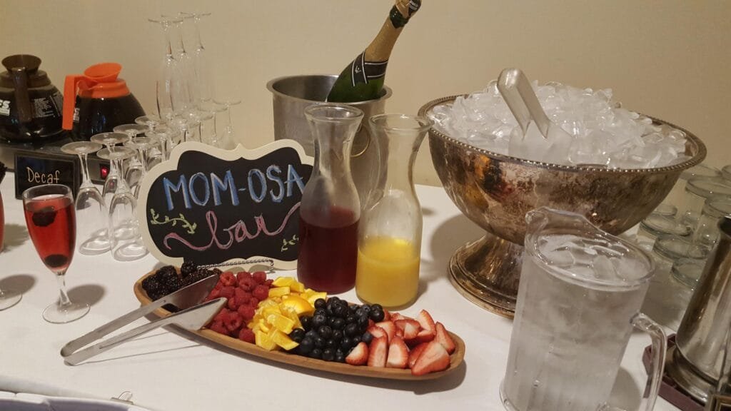 mimosa bar setup at a bridal shower
