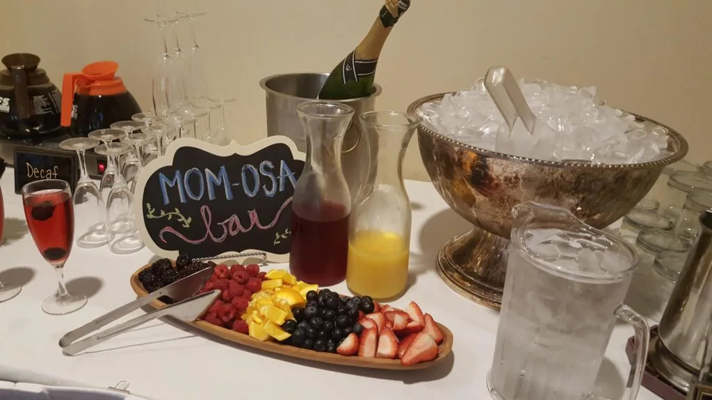 mimosa bar setup at a bridal shower