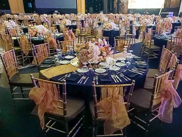 Textured wedding tablescape with layered decor