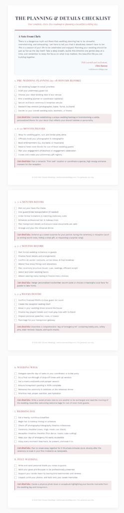 Wedding Planning Checklist