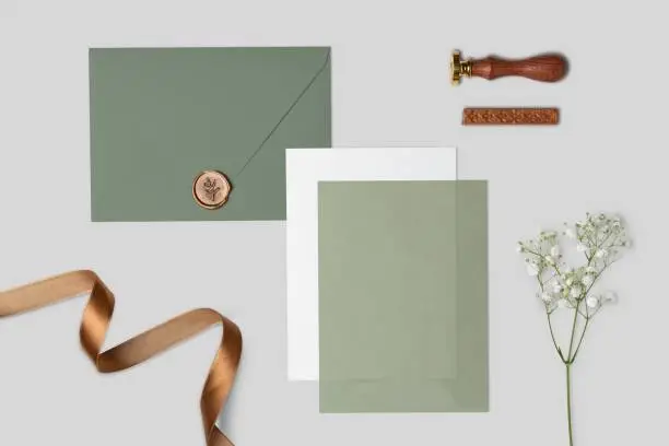 sage green and terracotta wedding invitations