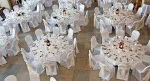 Wedding reception venue floor plan with strategically arranged circular tables